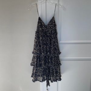 Dolce & Gabbana Black and Taupe Silk tiered dress